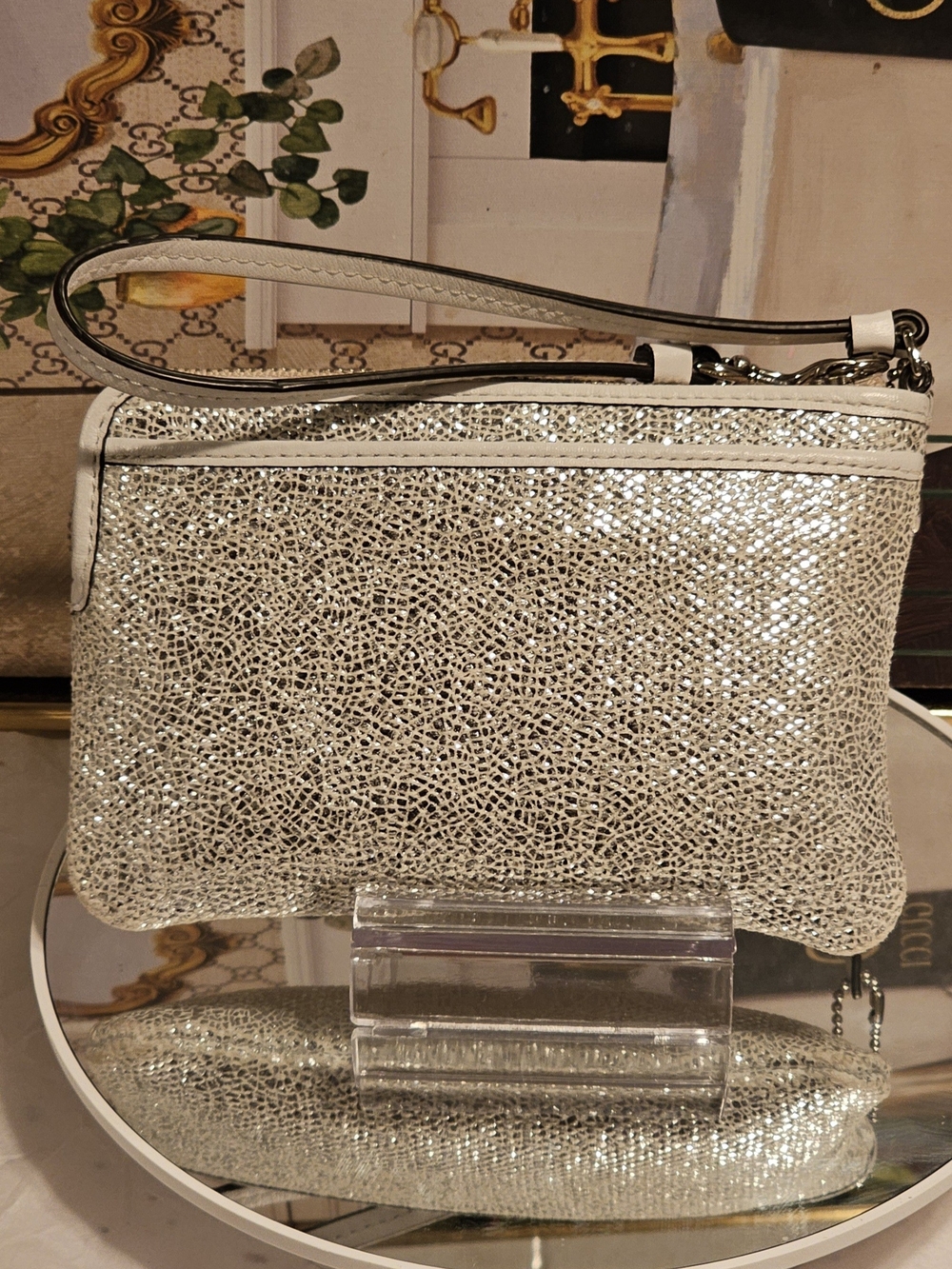 Coach Silver Glitter Wristlet Clutch - Picture 2 of 14